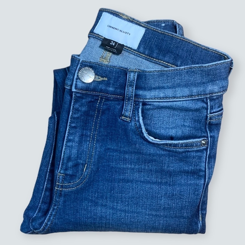 CURRENT/ELLIOTT Women’s Jeans Size 24 Slim Straight Blue Distressed